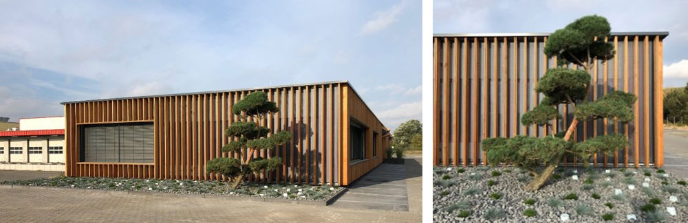 LEI2 Foto 02 Außenansicht Fassade Holzlamelle Wustermark Büro Labs von Helmolt Architekt Berlin Falkensee